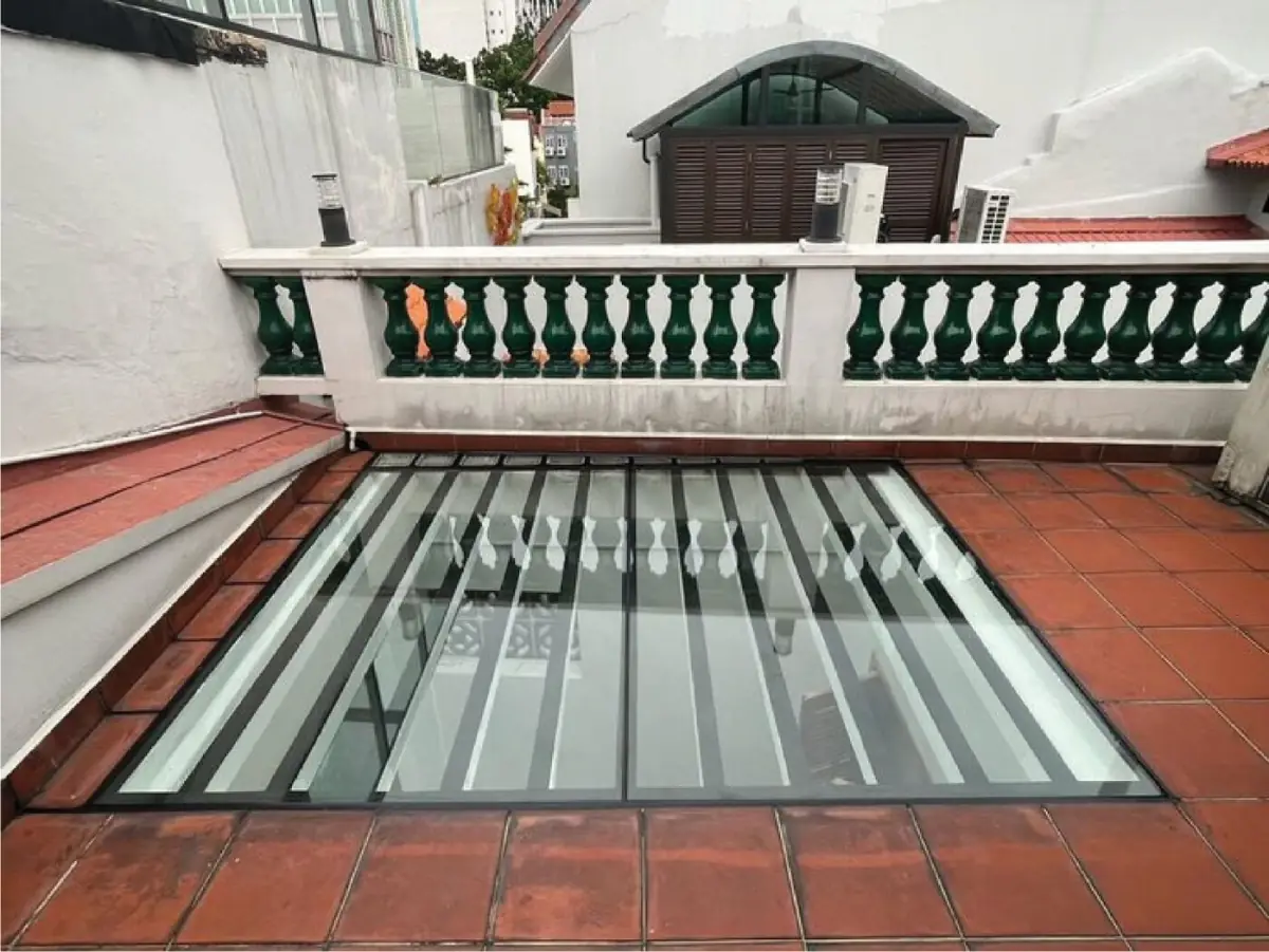 Skylight installation over an internal courtyard